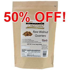 Raw Walnut Quarters - 16 oz. Bag